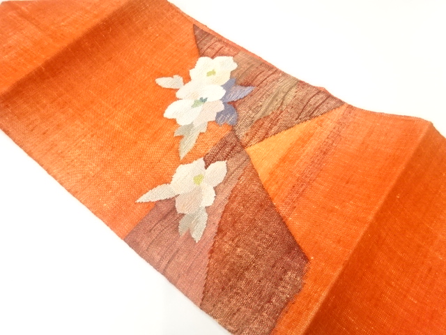 JAPANESE NAGOYA OBI / MAWATA TSUMUGI / WOVEN FLORAL PLANTS